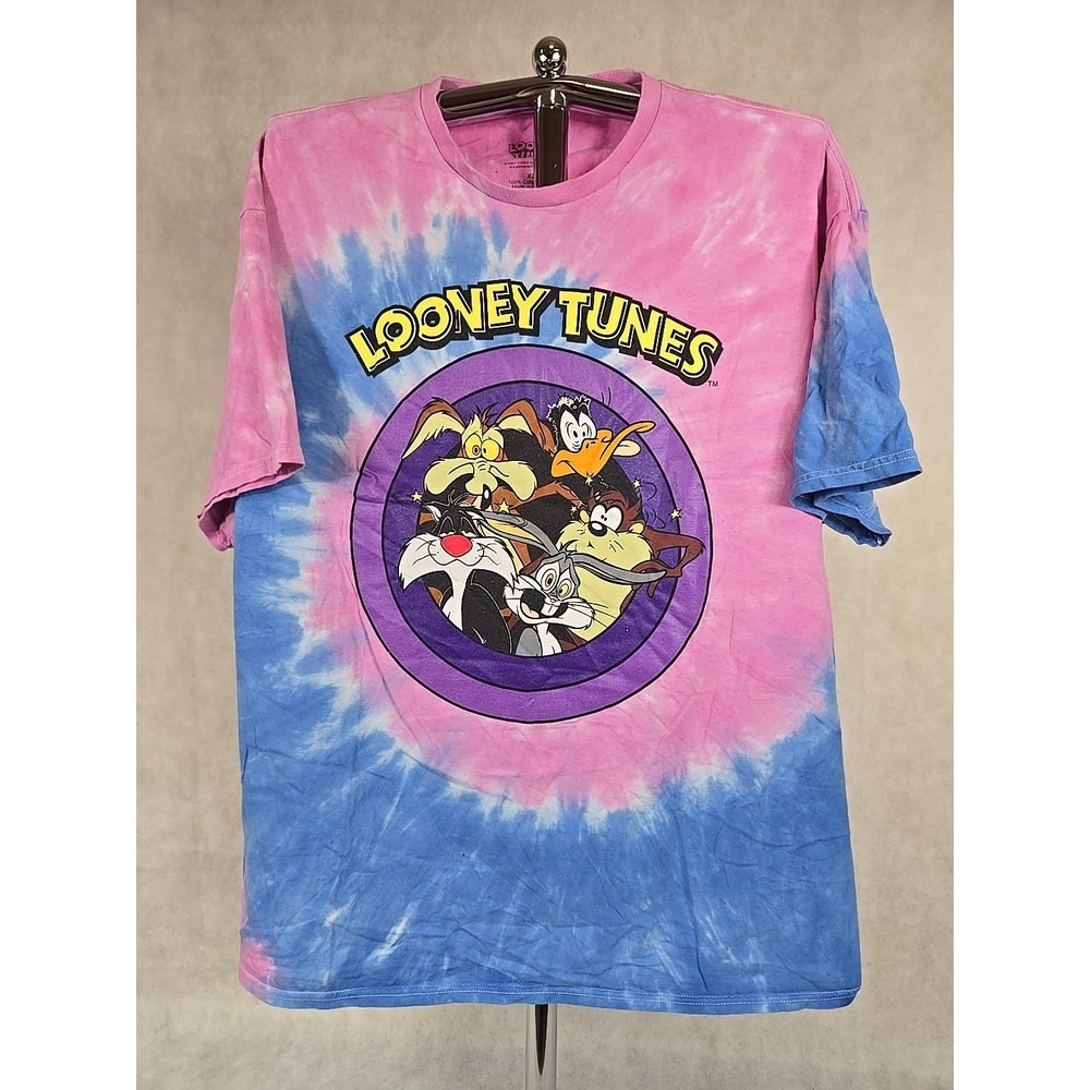 Looney Tunes Tee Shirt Women Size 3X Crew Neck Short Sleeve TieDye Graphic Print